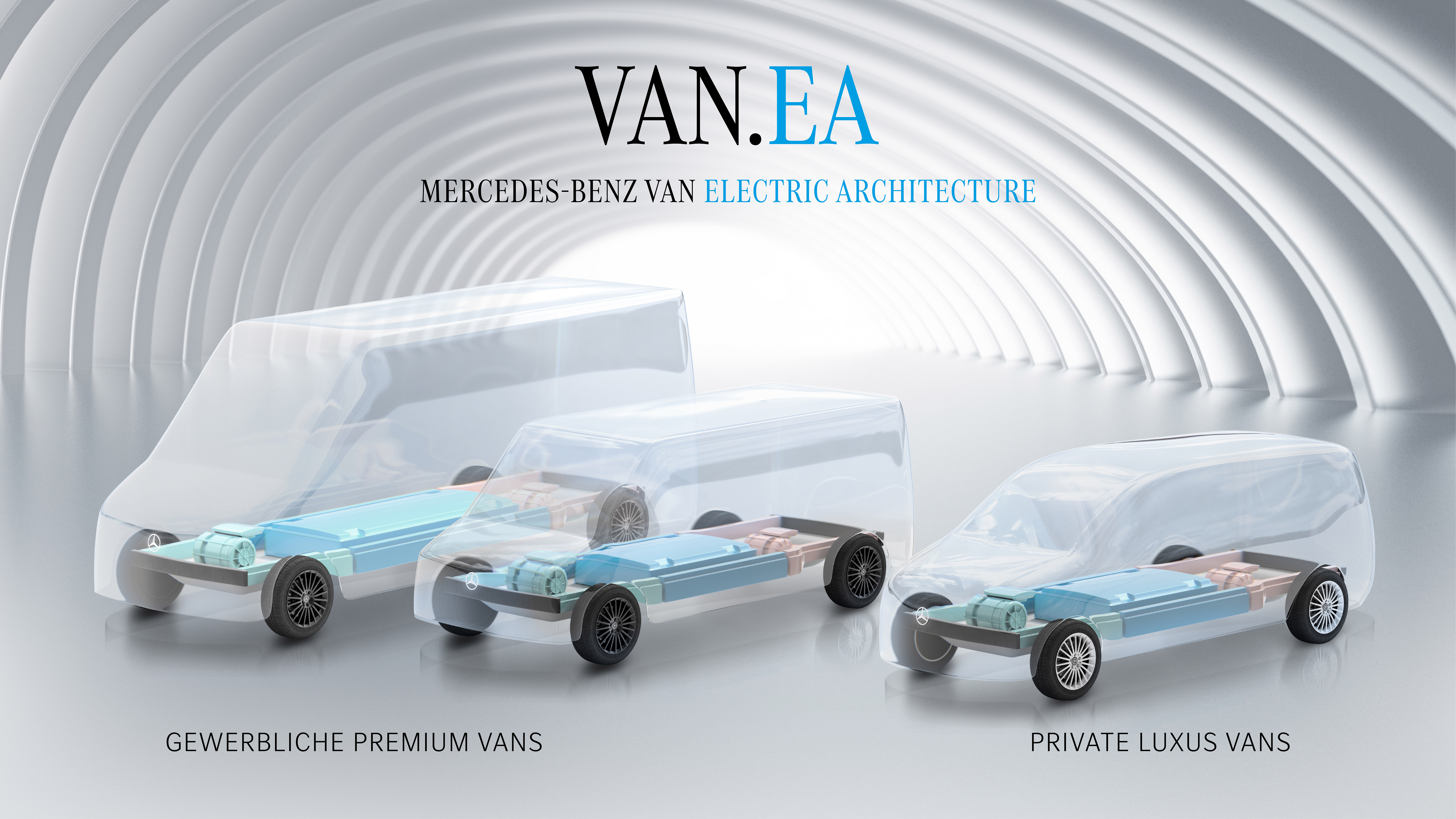 Mercedes Benz Vans stellt die Weichen für eine vollelektrische Zukunft VAN EA die modulare und skalierbare electric only Architektur als Basis für mittelgroße und große Vans 8000x4500 1